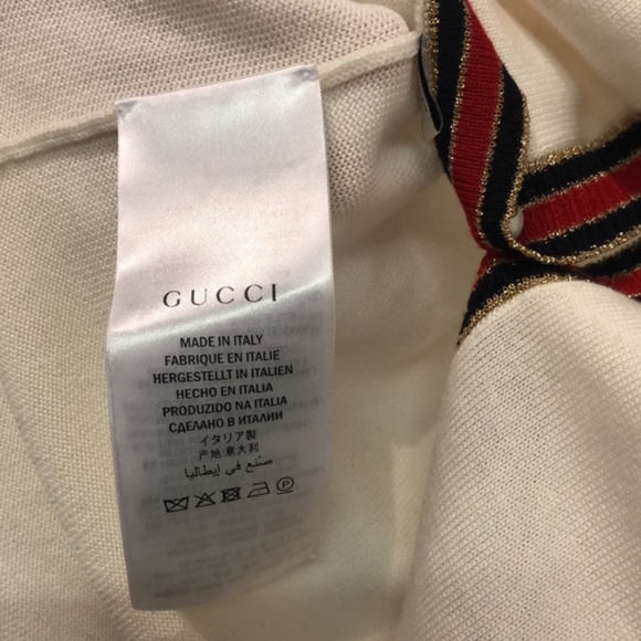 Gucci Ivory Striped Wool-Blend Trimmed Wool Cardigan - Picture 10 of 12